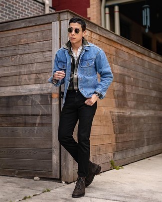 Blue Denim Jacket with Flannel Shirt Outfits For Men 18 ideas  outfits   Lookastic