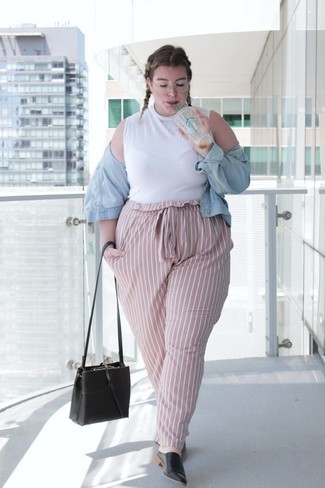 Cropped Pinstriped Woven Tapered Pants
