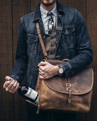 Brown Wool Waistcoat Outfits: Marry a brown wool waistcoat with black chinos for a seriously sharp getup.