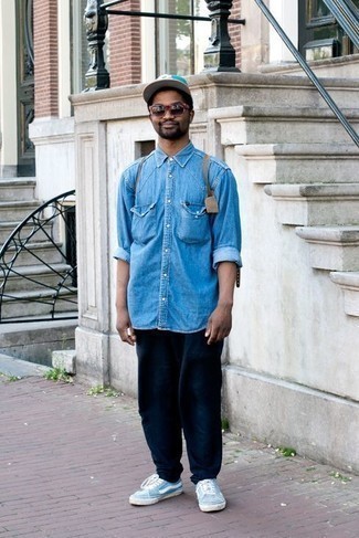 Brand Skinny Denim Shirt In Rinse Wash With Long Sleeves