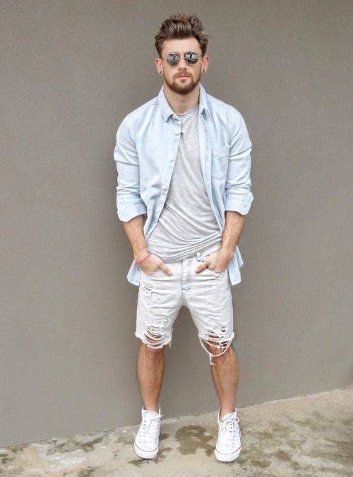White Denim Shorts | Men's Fashion