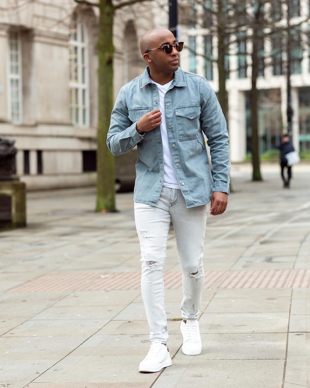 Blue Denim Shirt with Long Sleeve Shirt Outfits For Men (14 ideas &  outfits) | Lookastic