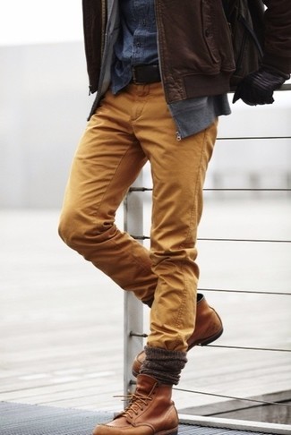 Brown Wool Socks Outfits For Men: 