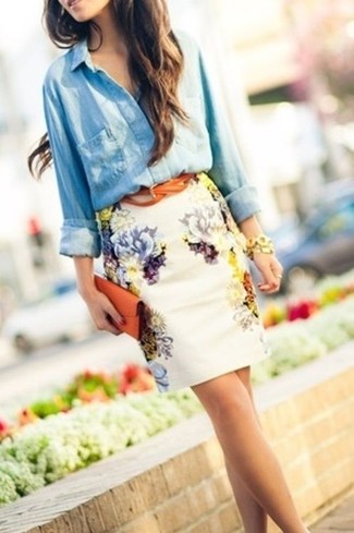 Floral Print Pencil Skirt