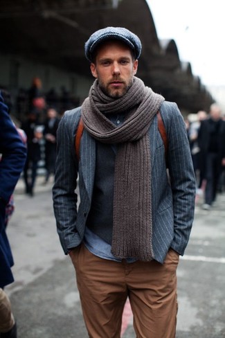 Grey Scarf Outfits For Men: 