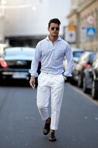White Beaded Bracelet Outfits For Men: 