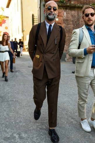 Dark Brown Suit Dressy Outfits After 50: 
