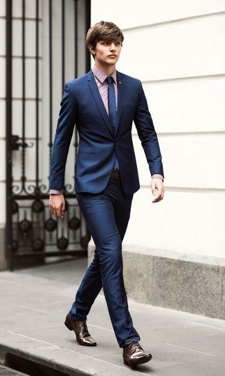 Navy Silk Tie Outfits For Men: 