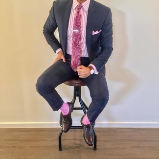 Pink Paisley Tie Outfits For Men: 