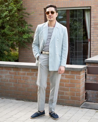 Double Breasted Linen Blend Blazer