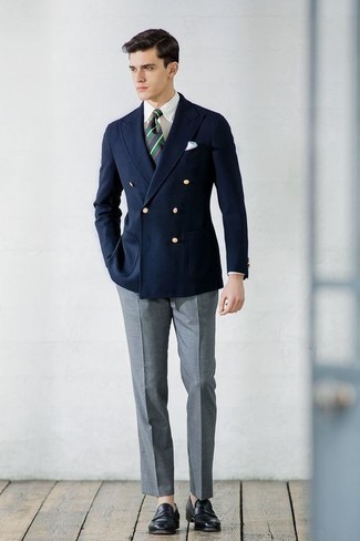 Blue Ginza Slim Fit Double Breasted Hopsack Blazer