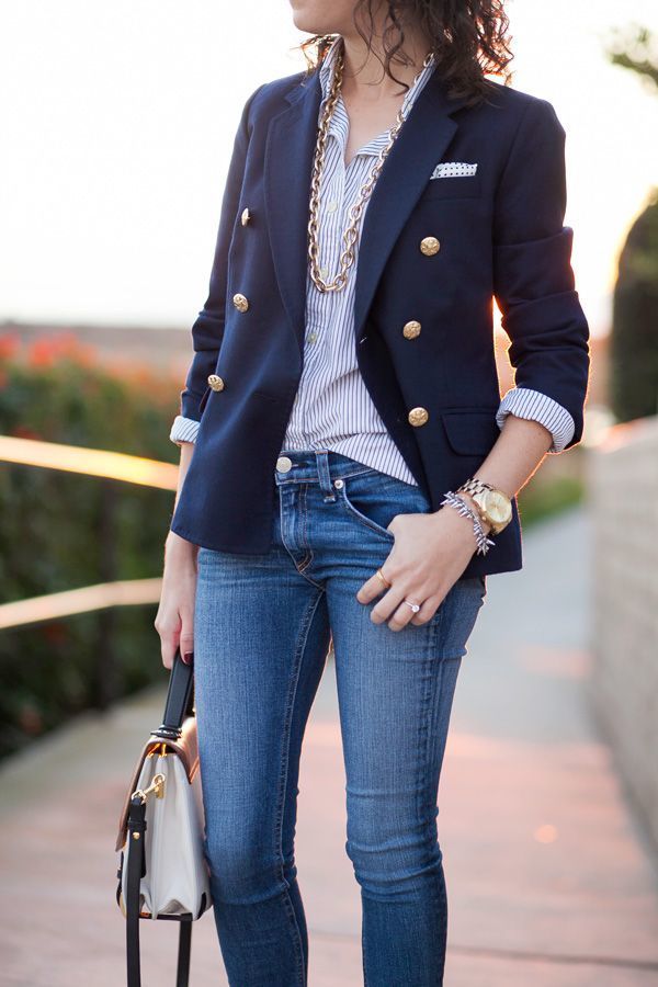 Blue Skinny Jeans with Navy Double Breasted Blazer Outfits (5 ideas &  outfits) | Lookastic