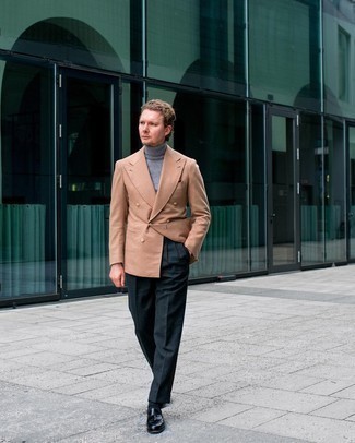 Tan Wool And Cashmere Double Breasted Blazer