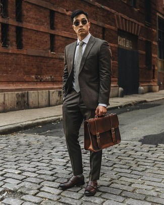Brown Leather Double Monks Outfits: 