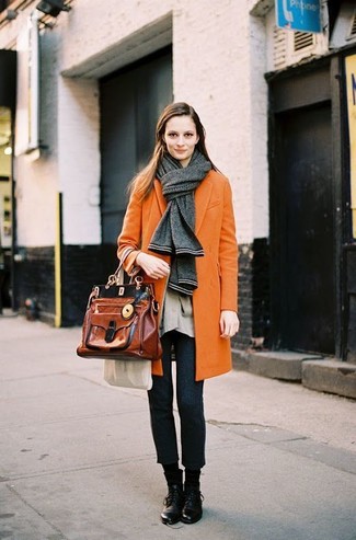 Dark Brown Leather Satchel Bag Outfits: 