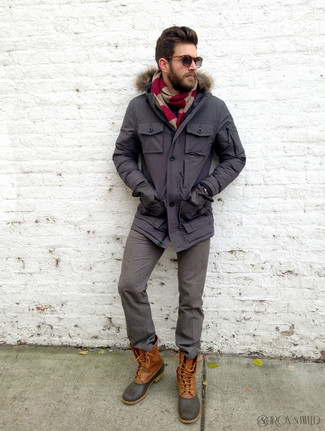 Brown Snow Boots Outfits For Men: 