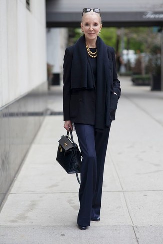 Navy Dress Pants Cold Weather Outfits For Women: 