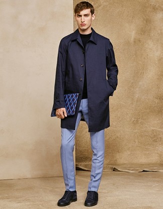 Navy Raincoat Outfits For Men: 