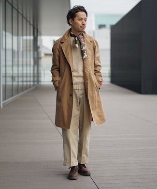 Beige Trenchcoat Outfits For Men: 