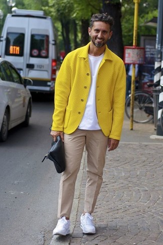 Yellow Bomber Jacket Outfits For Men: 