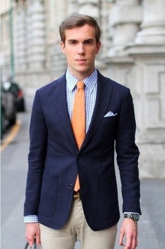Blue Gingham Pocket Square Outfits: 