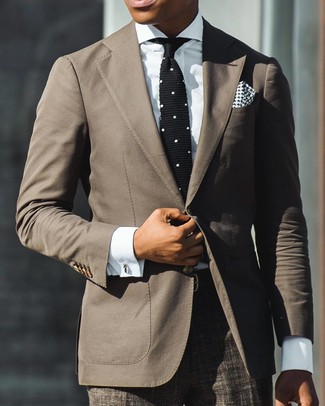 Black and White Houndstooth Pocket Square Outfits: 