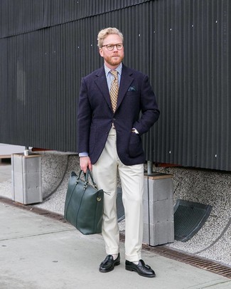 Olive Leather Briefcase Spring Outfits: 