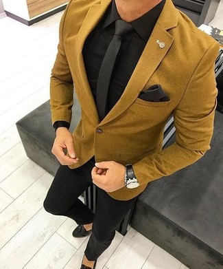 Mustard Wool Blazer Outfits For Men: 
