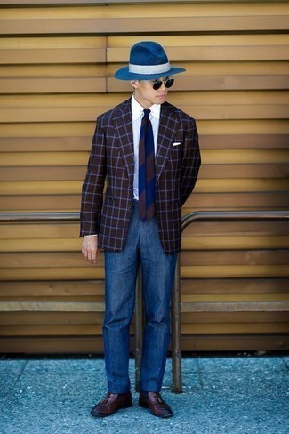 Blue Wool Hat Outfits For Men: 