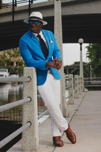 Aquamarine Blazer Outfits For Men: 