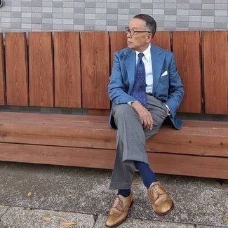 Blue Blazer Outfits For Men After 60: 