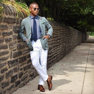 Green Print Pocket Square Outfits: 