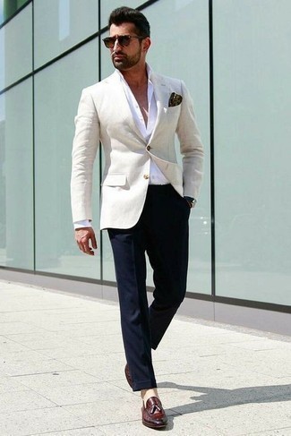Navy Dress Pants Outfits For Men: 