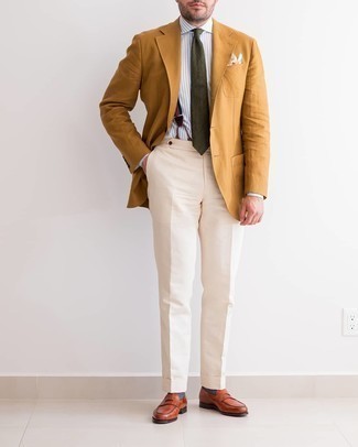 Tobacco Blazer Outfits For Men: 
