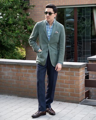 Olive Sunglasses Dressy Outfits For Men: 