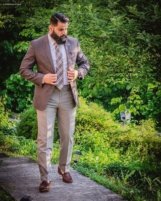 Tan Plaid Tie Outfits For Men: 