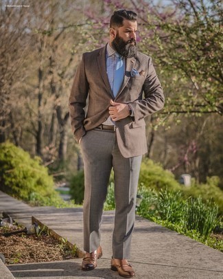 Light Blue Print Pocket Square Warm Weather Outfits: 