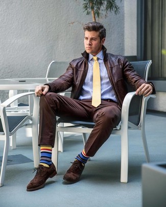 Multi colored Horizontal Striped Socks Outfits For Men: 