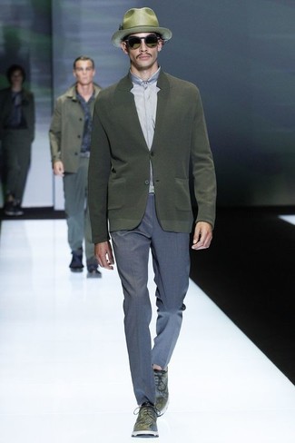 Olive Cardigan Outfits For Men: 