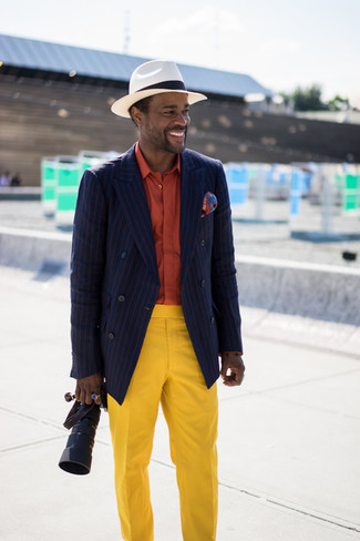 Mustard Dress Pants Outfits For Men: 