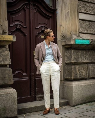 White Linen Dress Pants Outfits For Men: 