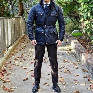 Navy Quilted Field Jacket Outfits: 