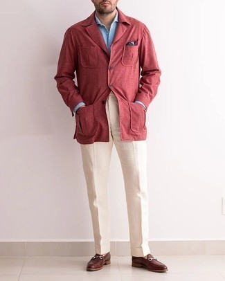 Burgundy Field Jacket Outfits: 