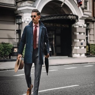 Burgundy Silk Tie Outfits For Men: 