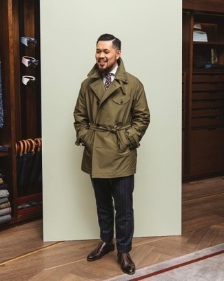 Olive Trenchcoat Outfits For Men: 