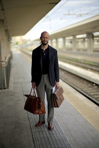 Brown Leather Holdall Outfits For Men: 