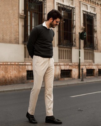 Beige Dress Pants Spring Outfits For Men: 