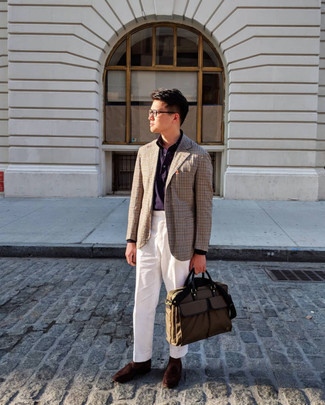 Brown Canvas Briefcase Outfits: 