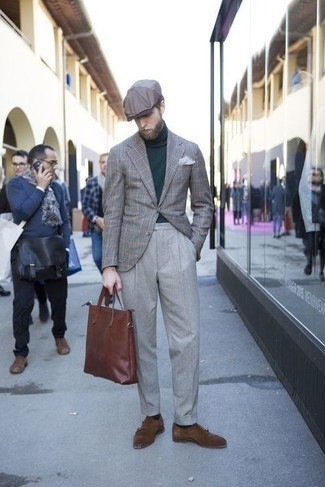 Grey Plaid Blazer Outfits For Men: 