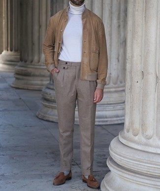Brown Suede Tassel Loafers Outfits: 